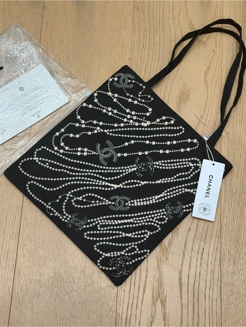 GWP-CHANEL Black Crystal-Embellished Canvas Tote